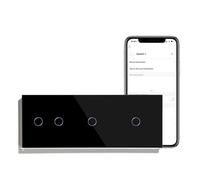 Interrupteurs tactiles Wi-Fi intelligents, rétroéclairage LED bleu, capteur en verre, interrupteurs muraux(2G 1G 1G)