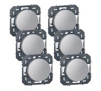 Interrupteurs va-et-vient - LEGRAND - Dooxie 10AX 250V~ - Aluminium - Pack de 6 - Design moderne