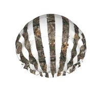 Interstellar Bonnet de douche doublé doux Motif drapeau américain Camouflage Double couche Lavable Large bande élastique Bonnet de douche pour le bain