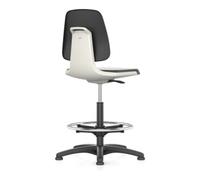 Interstuhl Chaise d'atelier pivotante Labsit patins + coque de siège blanc mousse intégrale Quantité:1