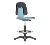 Interstuhl Chaise d'atelier pivotante Labsit patins+ coque de siège bleu mousse intégrale n Quantité:1