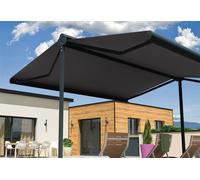 Store Banne Double Pente Enargite 6,00x2x3,00 M (Manuelle - Blanc - Gris Graphite) Blanc