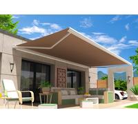 Intersun Store banne motorisé coffre intégral + LED 5 x 3,5 m - Hevoa blanc / taupe - 918470