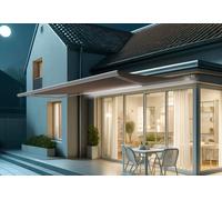 Intersun Store banne motorisé coffre intégral + LED 6 x 3,5 m - Hevoa blanc / taupe - 919507