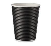 Intertan Q530017 Lot de 25 gobelets en papier strié Noir Diamètre 90 mm Capacité 14 oz