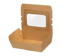 Intertan QW2100 Lot de 50 boîtes alimentaires rectangulaires en papier kraft avec fenêtre en PET transparent, couleur naturelle, capacité 2100 ml, longueur 19,5 cm, largeur 14 cm, hauteur 6,5 cm