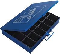 Industrial Quality Supplies Mallette de rangement l.340xP240xH50mm 18 comp. sans porte-étiquette bleu DINZL Quantité:1