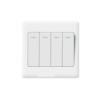 Interupteur Murale,Interrupteur Interrupteurs muraux 1/2/3/4 voies avec voyant fluorescent, bouton poussoir marche/arrêt à 1 voie, panneau de commutation(4-Gang)