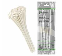 intervisio Collier de Serrage 200 mm x 2,5 mm, Attache Câble, Serre Câbles Rilsan Nylon, Colliers Serre-Cable 200mm, Blanc, Lot de 200 Pièces