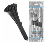 intervisio Collier de Serrage 200 mm x 3,6 mm, Attache Câble, Serre Câbles Rilsan Nylon, Colliers Serre-Cable 200mm, Noir, Lot de 100 Pièces