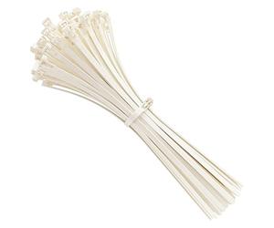 intervisio Collier de Serrage Réutilisable Plastique, 350 mm x 7,6 mm, Attache Câble Réutilisables, Serre Câbles Rilsan Nylon, Colliers Serre-Cable 350mm, Blanc, Lot de 100 Pièces