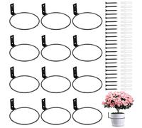 INTERWARM 12 anneau Porte Pot de Fleurs de 16cm Support de Jardinière en Métal Support Suspendu pour Plantes D'Intérieur/Extérieur Noir avec Vis pour la Maison Jardin Pots D'Intérieur et D'Extérieur