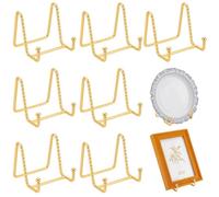 INTERWARM 12 support Photo Doré Chevalet de Table Carré en Fil Torsadé pour Assiettes de 3 pouces Support pour Cadre Photo pour Cuisine et Bureau Création Photos de Livre de Signalisation de Chambre