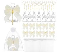 INTERWARM 16 ensemble de Cadeaux de Baptême en Forme de Bouteille Sacrée avec Croix Récipient D'Eau Bénite en Verre de 50ml avec Sac Organza Cadeaux de Baptême pour Invités pour la Pâques Sainte