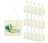 INTERWARM 16 Pack Sac Fourre Tout en Toile Sac Cabas en Coton Vierge Format Moyen Réutilisable Idéal pour Faire Ses Courses Peindre Bricoler Ou Offrir en Vinyle Thermocollant. 30.5x40.5cm