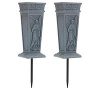INTERWARM 2 à Fleurs de Cimetière Vase Funéraire Sculpté en Forme d'ange Vase Commémoratif en Résine Porte Fleurs pour Pierre Tombale Mausolée Jardin Pelouse Décoration Extérieure Grises