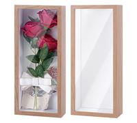 INTERWARM 2 vitrine Boîte à Ombres Cadre Vitrine Rectangulaire en MDF de 36.6x15.5x6.5cm avec Fixations à Clous et Crochet pour Trophées et Souvenirs (Fleurs) des Photos SouvenirsMédailles (Pérou)