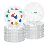 INTERWARM 200 Palette de Peinture Palettes Rondes en Plastique Transparent de 14cm Plateau de Peinture Acrylique Huile et Aquarelle Matériel de Loisirs Créatifs pour Cours d'art Artisanat