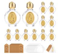 INTERWARM 24 gourde Catholique Flacon D'Eau Bénite en Verre Gaufré de 15 ml avec Bouchon Contenant Religieux Sacré avec Étiquettes et Sachet en Gaze pour Événements Spirituels Cadeaux (Doré)