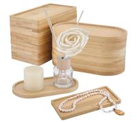 INTERWARM 24 Petit Plateau en Bambou Mini Plateaux de Présentation | Bambou Naturel de 17.5x8.8x1cm Ovales Ou Rectangulaires pour la Salle de Bain la Cuisine la Coiffeuse Les Plantes Les 2 Style