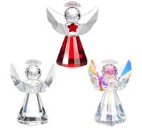 INTERWARM 3 Statue et Figurine d'ange en Cristal Ornements D'Anges Gardiens en Verre Transparent de 8.35cm de Haut Statuettes D'Anges Gardiens en Verre pour la Décoration Fête des Mères 3 Couleur