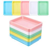 INTERWARM 30 Plateau d'art en Plastique Bacs de Rangement Plats Empilables pour Activités Loisirs Créatifs Sable Projets de Bricolage Peinture Perles Fournitures D'Organisation 24.5x18.5cm 5 Couleur