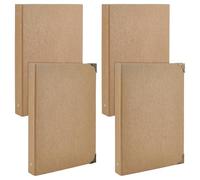 INTERWARM 4 classeur Kraft A4 Classeur 4 Anneaux avec 2 styles/16 protections D'Angle en Alliage Reliure Durable à Couverture Rigide pour L'Organisation Scolaire Entreprise et Domicile