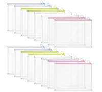 INTERWARM 40 enveloppe Transparente à Fermeture Éclair Pochette Porte Documents Extensible de 25x32.5cm avec Fermeture Éclair Idéale pour Ranger Papiers et Crayons 4 couleurs