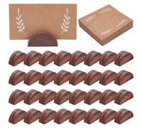 INTERWARM 50 support de Numéro de Table en Bois Porte Noms Semi Circulaires avec 50 carte Pliante pour Numéro de Table Étiquette de Nom Menu du Restaurant Fête D'Anniversaire (Noix de Coco Brune)