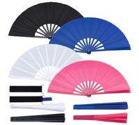 INTERWARM 8 Ventilateur Pliable Éventails Chinois Colorés de 33cm avec 8 Sacs à Cordon en Velours Décoration de Danse Artisanale pour Cadeaux de Fête Tai Ji Kungfu Arts Martiaux