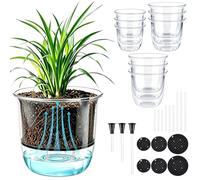 INTERWARM 9 Lot de 3 Pots de Fleurs Transparents en Plastique à Arrosage Automatique Jardinières Modernes avec Système D'Arrosage Intégré pour Semis D'Intérieur Décoration de Maison Jardin Balcon