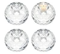 INTERWARM Bougeoirs Ronds en Cristal Lot de 4 Porte Bougies Chauffe Plat en Cristal Taillé à la Main Ensemble de Bougeoirs en Verre de 4.8x6cm Décoration Intérieure pour Dîner de Mariage Clair