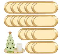 INTERWARM Ensemble de Plateaux de Service en Acier Inoxydable (20 pièce) Plateaux à Bijoux Plateaux Dorés Décoratifs pour le Service des Aliments Plateau de Rangement Ovale de 17.5cm