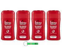 Intesa Lot de 4 gels douche pour homme à l'aloe vera - Shampooing tonifiant et fraîcheur active - 250 ml + porte-clés Beni Culinari