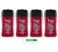 Intesa Lot de 4 gels douche pour homme au ginseng - Shampoing, propriétés tonifiantes et hydratantes - 250 ml + porte-clés Beni Culinari
