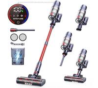 INTETURE Aspirateur Balai sans Fil,550W/45KPA/60Mins Aspirateur sans Fil Puissant Écran Intelligent,Aspirateur Balai Chargement Mural et Brosse Anti-emmêlement pour Tapis,Sols Durs,Poils d'animaux