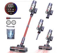 INTETURE Aspirateur Balai sans Fil,550W/45KPA/60Mins Aspirateur sans Fil Puissant Écran Intelligent,Aspirateur Balai Chargement Mural et Brosse Anti-emmêlement pour Tapis,Sols Durs,Poils d'animaux