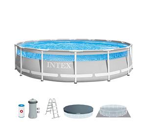Intex - 26722NP - Kit piscine tubulaire ronde Clearview 4,27 X 1,07m, Gris