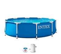 Intex 28202UK 10ft x 30in Metal Frame Swimming Pool with Filter Pump, 4,485 liters, Blue, 305x76 cm