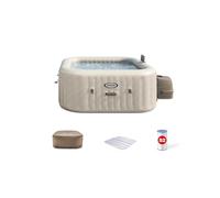 INTEX 28445EH Bain à remous Portable Gonflable d'extérieur Deluxe PureSpa Chevron pour 4 Personnes, avec Couverture de Spa économe en énergie, Application de contrôle de Spa, système d'eau salée prêt