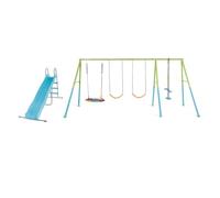 Intex - 44151 - Portique Balançoire 5 Agrès Nid D'oiseau Face à Face 2 Balançoire Toboggan Couleurs