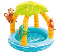 Intex Pools Piscine gonflable Tropicale, auvent, sol rembourré, animaux gonflables, 102 cm, Jaune