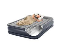 Intex - Matelas gonflable Deluxe Pillow Rest Raised - 2 personnes - 152x203x42 cm (LxLxH) - Gris - Motopompe intégrée - Bleu foncé