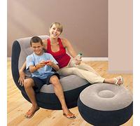 Intex 68564NP, Fauteuil Lounge 102 x 137 x 79 cm, avec Pieds 64 x 28 c, Gris/Noir, Couleur Unie