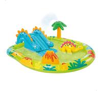 Intex Aire de jeux gonflable Petit Dino – 191 x 152 x 58 cm, 2 ans+, toboggan et fontaine