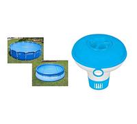 INTEX Bâche à Bulles Bleu 206 x 206 x 1 cm & Diffuseur Flottant 12,7cm