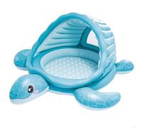Intex Centre de Jeu Gonflable, Motif Tortue Bleue, 218 x 206 x 97 cm, Capote de Soleil, 100 balles Multicolores, fenêtre Transparente, Patch réparation, piscines pour Enfants (48677)