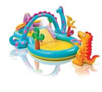Intex Centre de Jeu Aquatique Gonflable Dinoland Play Center, Modèle Assorti (avec et sans Volcan), Multicolore, 333x229x112 cm, 280 litres