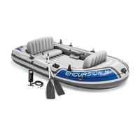 Intex Excursion 4 Bateau gonflable pour 4 personnes avec rames en aluminium et pompe à air à haut rendement