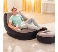Intex Fauteuil gonflable avec pouf Ultra Lounge Relax 68564NP, chaise longue gonflable, chaise de relaxation,, chaise de camping, pouf 3202832 Gris G